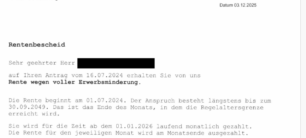 Erfolgreicher Widerspruch - unbefristete Erwerbsminderungsrente